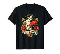 Old School Boxer Vintage Tattoo Rose Guantes Arte Camiseta