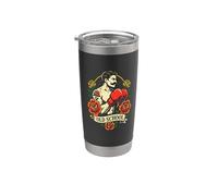 Old School Boxer Vintage Tattoo Rose Guantes Arte Vaso térmico de acero inoxidable de doble pared