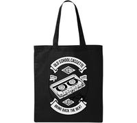 Old School Cassette Bring Back The Beat - Bolsa de algodón ecológico natural, color negro, Black, Talla única