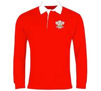 Old School Football Wales 1970 - Camiseta de Rugby de Manga Larga con Logotipo Bordado, Rojo, XXXL