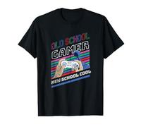 Old School Gamer Nueva Escuela Cool Retro Gaming Estética Camiseta gráfica económica