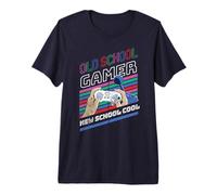 Old School Gamer Nueva Escuela Cool Retro Gaming Estética Camiseta Premium