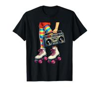 Old School Hip Hop Patines Boombox 80's Girl Throwback Camiseta