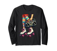 Old School Hip Hop Patines Boombox 80's Girl Throwback Manga Larga