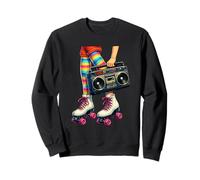 Old School Hip Hop Patines Boombox 80's Girl Throwback Sudadera