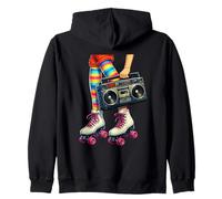 Old School Hip Hop Patines Boombox 80's Girl Throwback Sudadera con Capucha