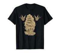 Old School Sailor Tattoo Clipper Barco y Golondrinas Camiseta