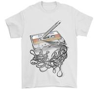 Old School Tape Cassette Music 80s 90s - Camiseta para hombre, 100% algodón, blanco, L