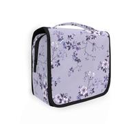 Old Slow Style - Bolsa de viaje para mujer, diseño floral de vainilla violeta con gancho para colgar, elegante estuche de maquillaje con compartimentos y asa
