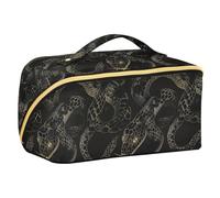 Old Slow Style Cobra Midnight Black Gold - Neceser con divisores, elegante bolsa de cosméticos de viaje para mujer, con compartimentos y asa