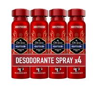 Old Spice Captain Desodorante Corporal En Spray Para Hombre, 48 Horas Fresco, 0% Sales De Aluminio, Antimanchas Blancas Y Amarillentas, 4x150 ml