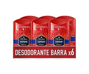 Old Spice Captain Desodorante en Barra, Pack de 6 x 50ml (300ml Total)