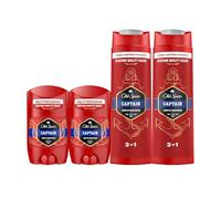 Old Spice Captain Desodorante En Barra Para Hombres 2x50ml + Gel Y Champú Para Hombres, 3 En 1 2x400ml, Fresco 24 Horas, Todos Los Días Con Uso Diario, Perfume Duradero, Fragancia Excepcional