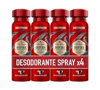 Old Spice Deep Sea Desodorante Corporal En Spray Para Hombre, 48 Horas Fresco, 0% Sales De Aluminio, Antimanchas Blancas Y Amarillentas, 4x150 ml
