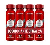 Old Spice Original Desodorante Corporal En Spray Para Hombre, 48 Horas Fresco, 0% Sales De Aluminio, Antimanchas Blancas Y Amarillentas, 4x150 ml