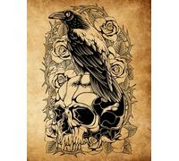 Old Style Raven on Skull with Roses Sketchbook - White Color Interior Sketch Pages for Art - Sketch Pages Numbered: This Sketch Book (Sketchbook) is a ... doodling, writing, and brainstorming.