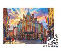 Old Town Square 1000 Piezas Jigsaw Puzzle Reciclable Paper Colorful Buildings Mayores Puzzles Party Game Props Great Regalo Idea para Mujeres and Men Both 52x38cm/1000pcs