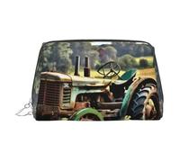 Old Tractor Photo Farm - Bolsa organizadora de artículos de aseo de piel, bolsa de maquillaje para mujer, Silver, Talla única, Neceser