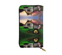 Old Tractor Photo Farm - Cartera larga de piel con estampado de granja - Cartera personalizada de moda, múltiples ranuras para tarjetas y bolsillo para monedas, color negro, talla única, Negro, One