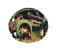 Old Tractor Photo Farm - Gorro de baño reutilizable con impresión de granja de doble capa para cabello largo y grueso, casco de 10.6 pulgadas