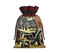 Old Tractor Photo Farm Print Christmas Drawstring Gift Festive Packaging Christmas Birthday Bags Wrapping Needs