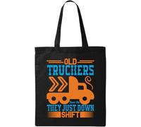 Old Truckers Never Die They Just Down Shift - Bolsa de algodón ecológico natural, color negro, Black, Talla única