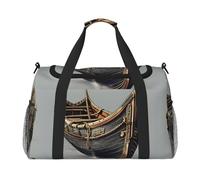 Old Viking Boats - Bolsa de transporte para fin de semana con estampado de barcos vikingos, bolsa de viaje para mujeres y hombres, bolsa de equipaje de mano, Black, Talla única
