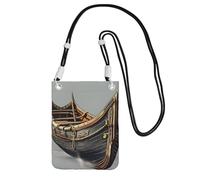 Old Viking Boats - Bolso cruzado con estampado de barcos vikingos para mujer, bolso de hombro, bolsa de viaje, mini bolsa para teléfono, cartera para teléfono, Negro -, Talla única