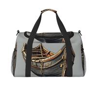 Old Viking Boats - Bolsos de noche con estampado de barcos vikingos para mujeres y hombres, bolsa de hombro para viajes, artículos esenciales de viaje, Negro -, Talla única