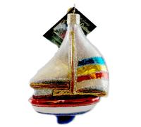 Old World Christmas 46028 Planes Trains Helicopters Boats and Trucks Glass Blown Ornaments for Christmas Tree Sailboat Blue