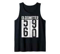 Oldometer Funny 60th Birthday Kilometraje Odómetro Envejecimiento Humor Camiseta sin Mangas