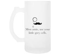 Oldrytee Hércules Poirot Taza Transparente Con Mango De Cerveza De Vidrio