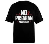Oldrytee No Pasaran Never Again Oversized Cotton Black Unisex T-Shirt