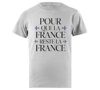 Oldrytee Pour Que La France Reste T-Shirt Homme Coton Gris Homme T-Shirt Grey Men