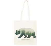Oldrytee Preservar Y Proteger La Naturaleza Doble Exposición Oso Shopping Beige Unisex Totebag Algodón