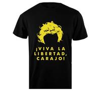 Oldrytee Viva Libertad Yellow Milei Camiseta De Algodón para Hombre, Negra, para Hombre
