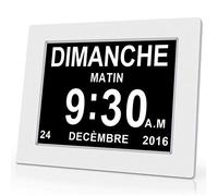 OLDTIME® 8" LCD Reloj Digital Calendario con Fecha, día y Hora | Alzheimer | Es para Padres, Abuelos e Hijos-White