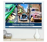 Oldtimer-Werkstatt Kuba - Auto-Reparatur in den Straßen Havannas (hochwertiger Premium Wandkalender 2026 DIN A2 quer), Kunstdruck in Hochglanz: Kubaner beim Reparieren alter Autos in Havanna