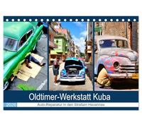 Oldtimer-Werkstatt Kuba - Auto-Reparatur in den Straßen Havannas (Tischkalender 2026 DIN A5 quer), CALVENDO Monatskalender: Kubaner beim Reparieren alter Autos in Havanna