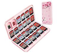 OLDZHU Rosa Linda Switch Caja Juegos Compatible con Nintendo Switch,Portátil Funda Juegos para Nintendo Switch OLED con 24 Cartuchos de Juegos y 24 Tarjetas Micro SD,Silicona Blanda de Carcasa Dura