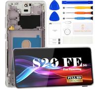 OLED - Pantalla LCD para Samsung Galaxy S20 FE 5G para Samsung S20 FE 5G, reemplazo de pantalla SM-G781B, digitalizador táctil, kits de reparación con marco (lavanda nube, con huellas dactilares)