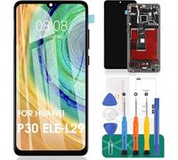OLED - Pantalla táctil de repuesto para Huawei P30 ELE-L29 para Huawei P30, pantalla LCD, digitalizador, kit de reparación, color negro con marco (compatible con reconocimiento de huellas dactilares)
