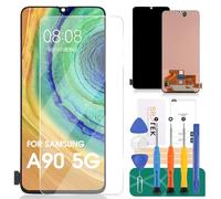OLED para Samsung A90 5g Pantalla de repuesto para Samsung Galaxy A90 5G LCD digitalizador kits de reparación para Samsung SM-A908B pantalla táctil de repuesto negro (con huella dactilar)
