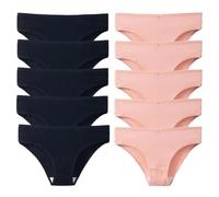 OLEETS Bragas Tanga De Mujer - 10 Unids/Set Bragas De Algodón Suave para Mujer Ropa Interior Sexy Cómoda Lencería De Color Sólido Moda Simple M-XL Tangas De Talla Grande,M