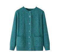 OLEETS Cárdigan De Punto Para Mujer - Abrigo Cálido De Invierno Para Mujer De Mediana Edad, Para Madres Mayores, Chaqueta De Punto, Prendas De Abrigo Cálidas De Otoño, Tops Con Bolsillo Y Cuell