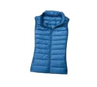 Chaleco De Plumas Para Mujer - Chaleco Ligero De Plumas Para Mujer, Chaqueta Ajustada Sin Mangas, Resistente Al Viento, Abrigo S-7Xl, Ropa De Moda Cálida Para Otoño E Invierno, Azul, L
