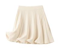 OLEETS Falda De Punto De Mujer - Minifalda Plisada De Punto De Color Liso para Otoño E Invierno, Falda Corta De Cintura Alta Elástica Suave para Mujer, Elegante Ropa De Calle Diaria, Caqui, S