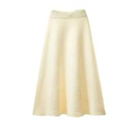 OLEETS Falda De Punto De Mujer - Talla Grande 40-95 Kg Falda De Punto Plisada De Color Sólido Cintura Alta Elástica Vintage Una Línea Elegante Ropa De Calle Cálida De Invierno Larga,Blanco,3XL