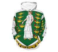 OLEETS Islas Vírgenes Británicas Bandera Nacional Sudadera con Capucha Estampada Unisex - Sudadera con Capucha para Hombre, con Estampado 3D, Estilo Retro, Informal, con Cordón, para Primavera Y