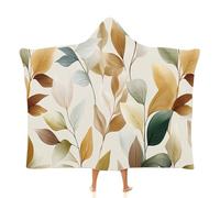 OLEETS Manta con Capucha De Polar Unisex - Plantas De Hojas Verdes Mantas Impresas En 3D para Sofá, Ideales para Otoño E Invierno. Decoración para El Hogar, La Oficina, Viajes Y para La Televisi